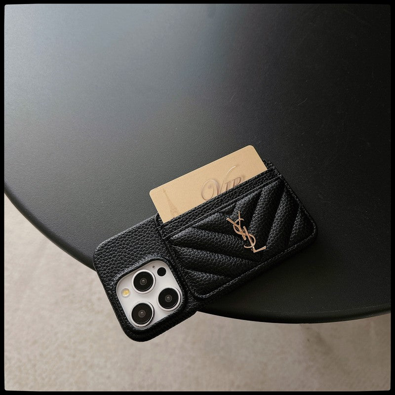 Capa para iPhone de couro de bolsa de cartão saint