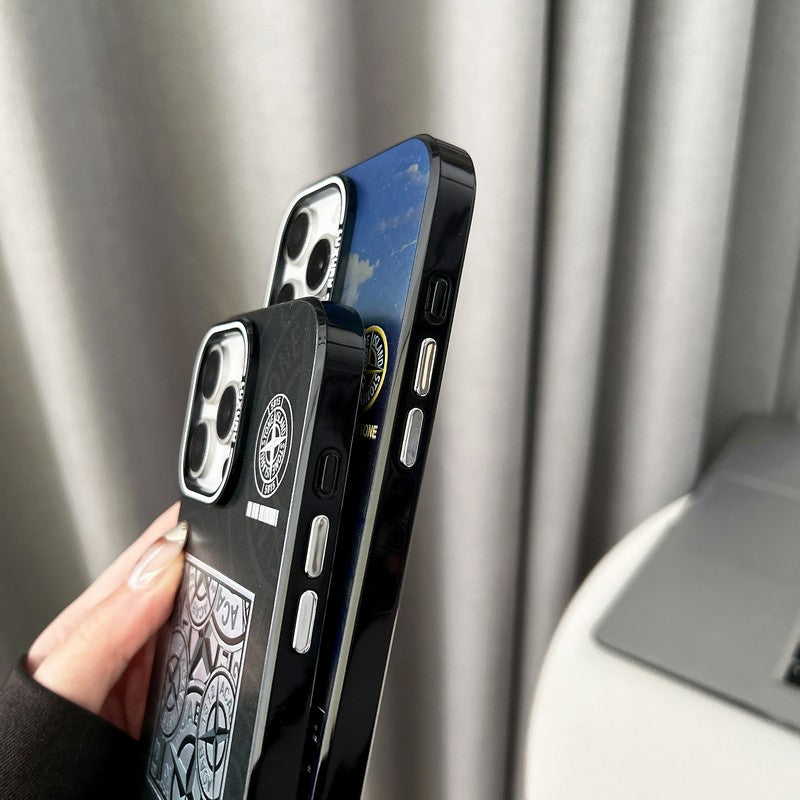 Case de iPhone de piedra negro y azul