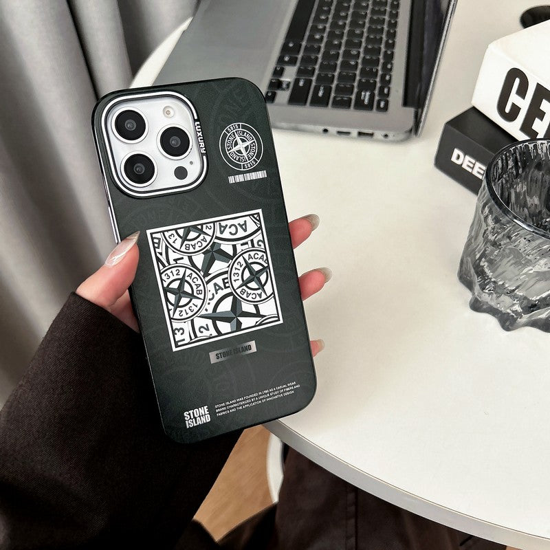 Case de iPhone de piedra negro y azul