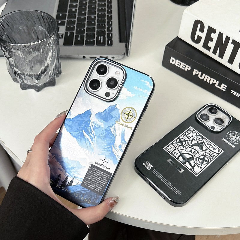 Case de iPhone de piedra negro y azul