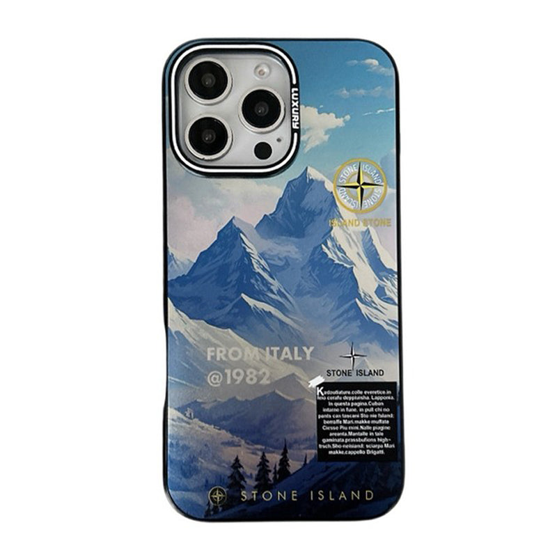 Case de iPhone de piedra negro y azul