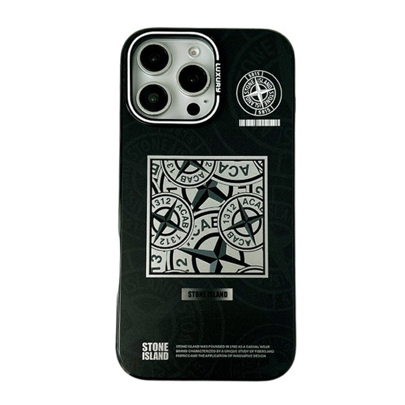 Case de iPhone de piedra negro y azul