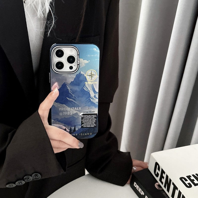 Case de iPhone de piedra negro y azul