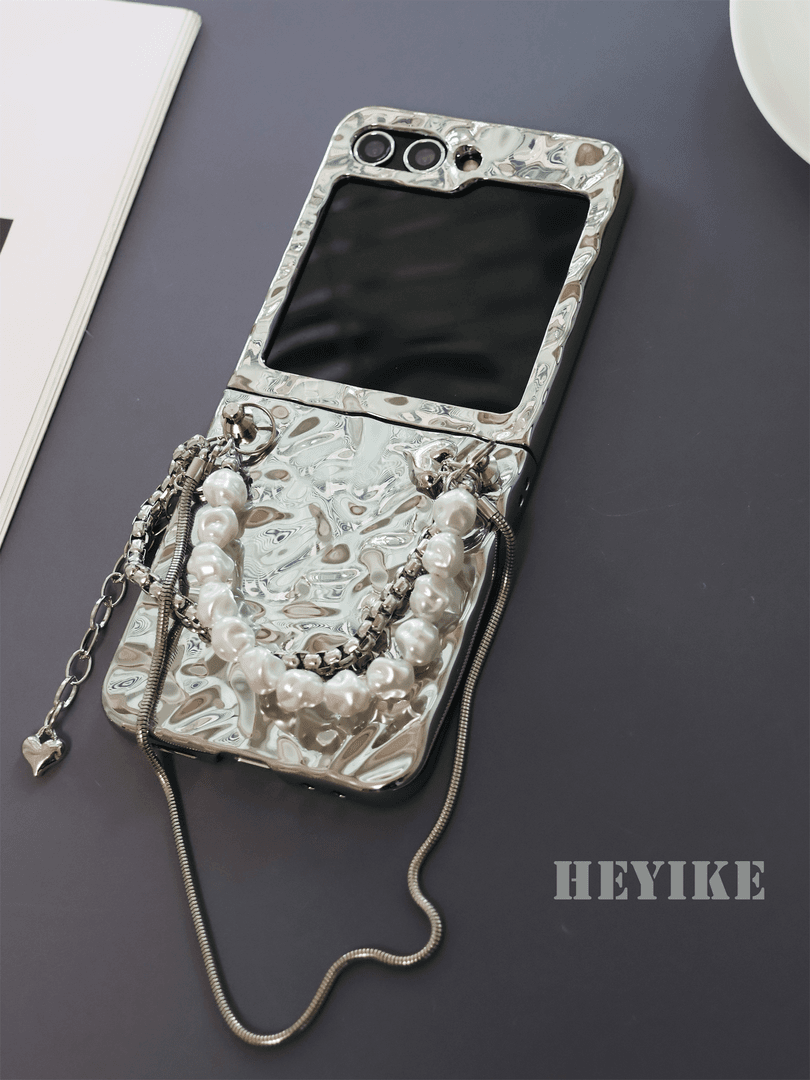 Samsung in lega di alluminio testurizzata perla crossbody galaxy z flip 6/5/4/3