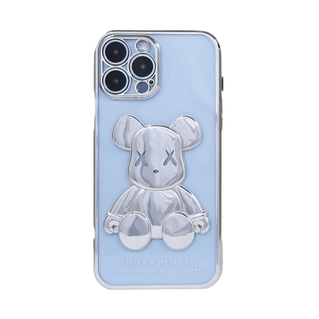 Silver Reflective Bear Case de iPhone transparente