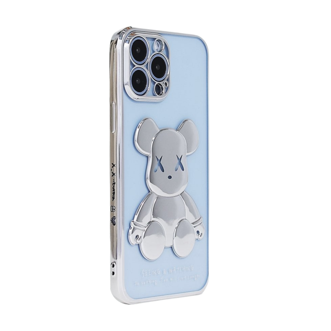 Silver Reflective Bear Case de iPhone transparente
