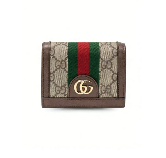 Ophidia GG Card Case Wallet Supreme Canvas Beige For Women‎ 4.3in/11cm 523155 96IWG 8745