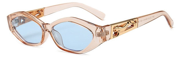 Shauna Diamond Sharp Fashion Metal Jumping Cheetah Decoration Fashion Women Small Cat Eye Sunglasses