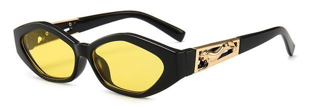 Shauna Diamond Sharp Fashion Metal Jumping Cheetah Decoration Fashion Women Small Cat Eye Sunglasses