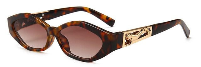 Shauna Diamond Sharp Fashion Metal Jumping Cheetah Decoration Fashion Women Small Cat Eye Sunglasses