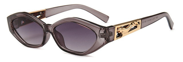 Shauna Diamond Sharp Fashion Metal Jumping Cheetah Decoration Fashion Women Small Cat Eye Sunglasses