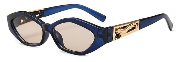Shauna Diamond Sharp Fashion Metal Jumping Cheetah Decoration Fashion Women Small Cat Eye Sunglasses